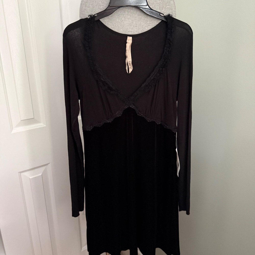 Bailey 44 Black Velvet Dress L Ruched Drape Whimsygoth Dark Romantic Holiday NWT